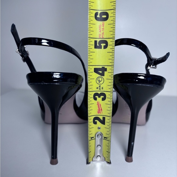 Schutz Paola Black Patent Croc Leather Pointed Toe Slingback Stiletto Heels 8 - Picture 6 of 9